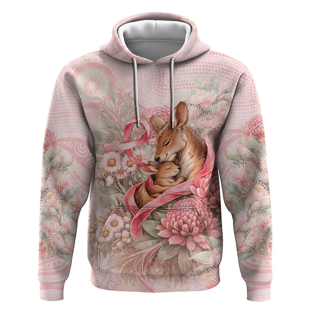 Personalised Breast Cancer Support Zip Hoodie Mother Kangaroo And Ribbon Hope
