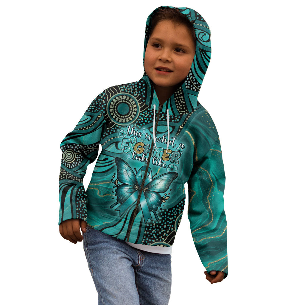 Personalised Ovarian Cancer Support Kid Hoodie This Is What A Fighter Looks Like