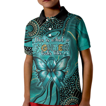 Personalised Ovarian Cancer Support Kid Polo Shirt This Is What A Fighter Looks Like