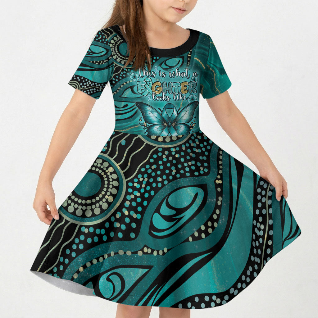 Personalised Ovarian Cancer Support Kid Short Sleeve Dress This Is What A Fighter Looks Like