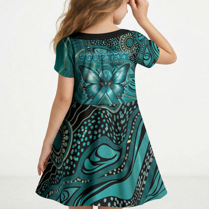 Personalised Ovarian Cancer Support Kid Short Sleeve Dress This Is What A Fighter Looks Like