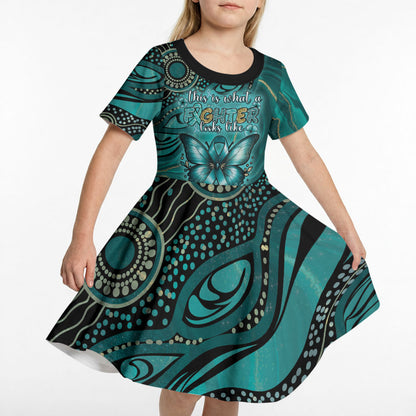 Personalised Ovarian Cancer Support Kid Short Sleeve Dress This Is What A Fighter Looks Like