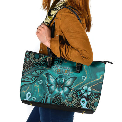 Ovarian Cancer Support Leather Tote Bag This Is What A Fighter Looks Like