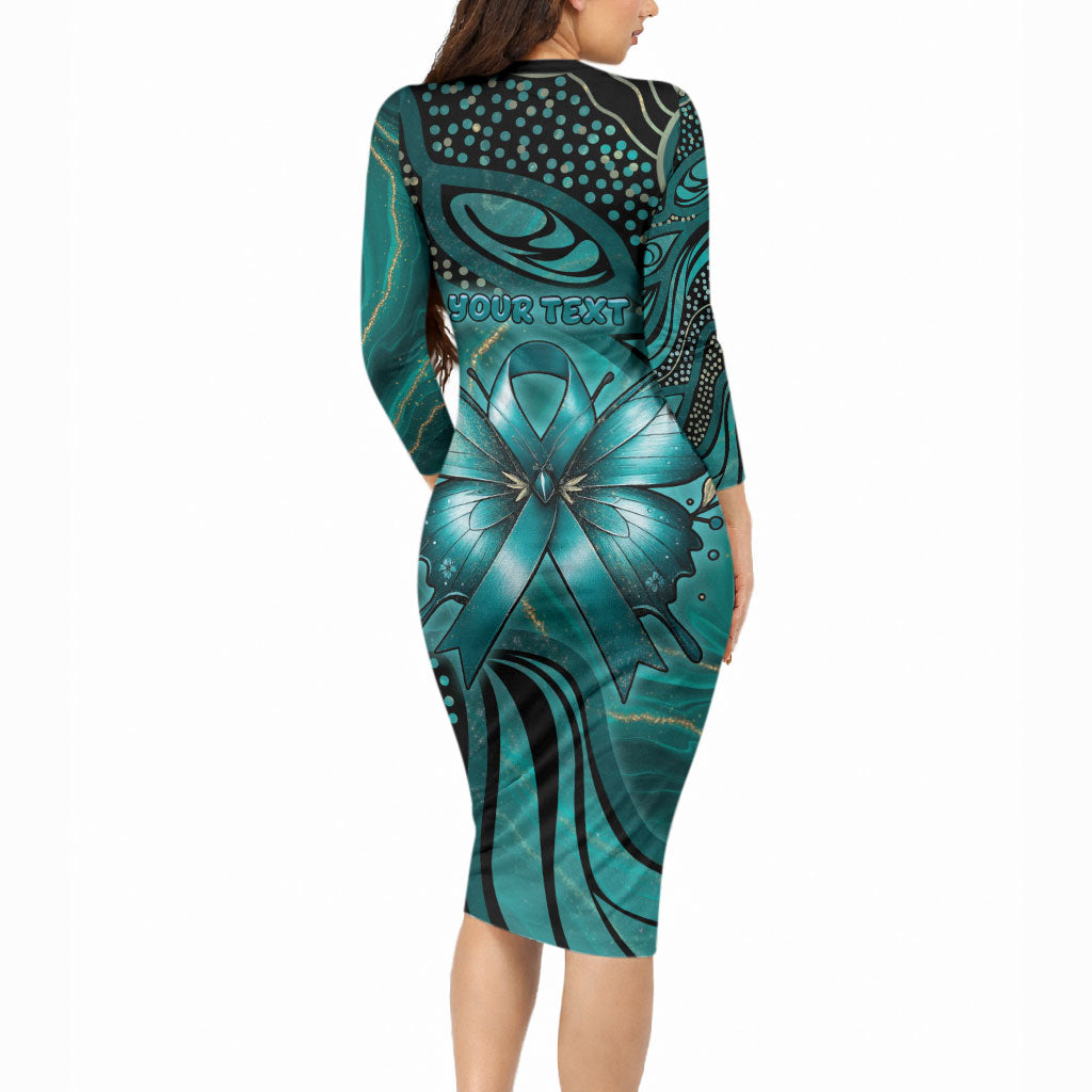Personalised Ovarian Cancer Support Long Sleeve Bodycon Dress This Is What A Fighter Looks Like