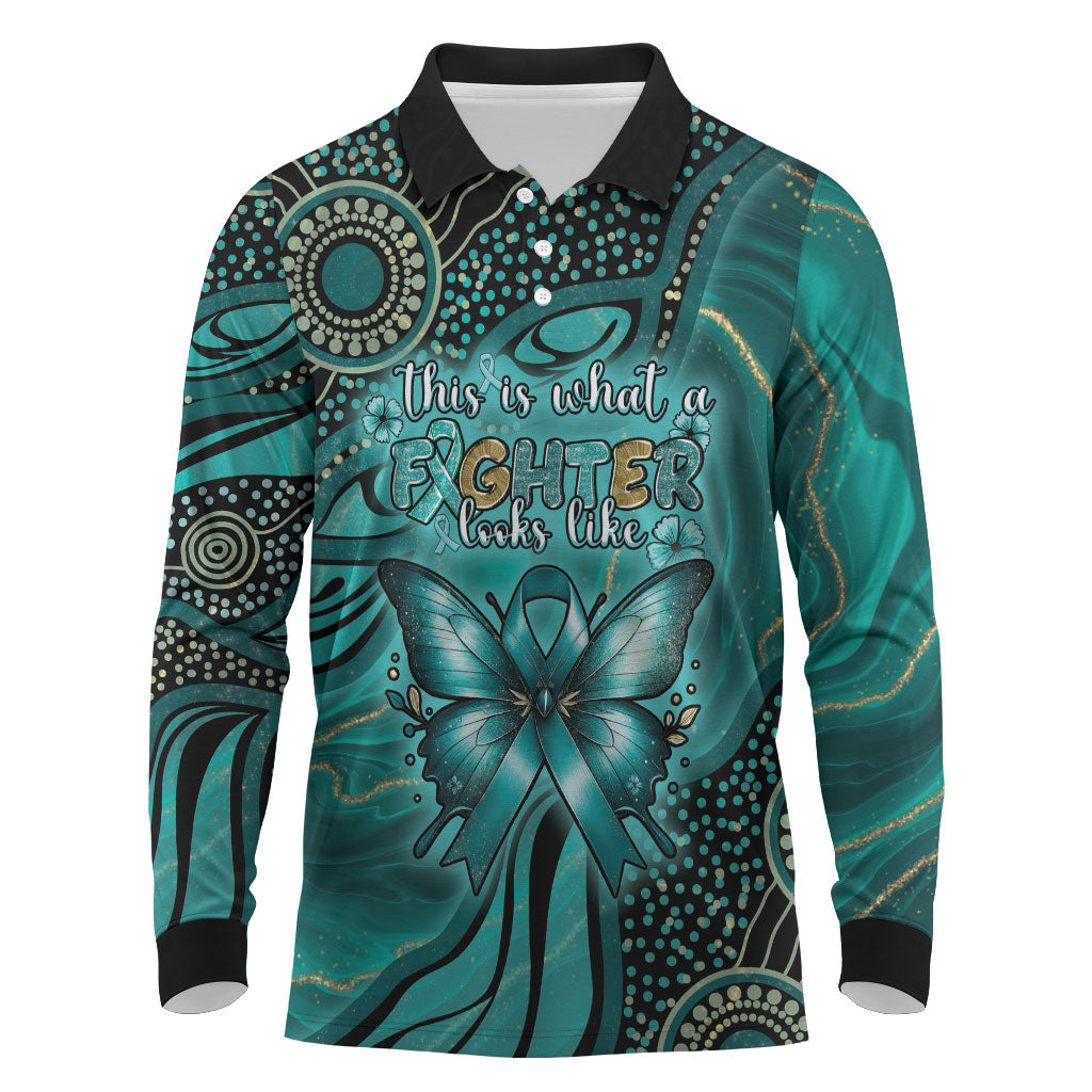Personalised Ovarian Cancer Support Long Sleeve Polo Shirt This Is What A Fighter Looks Like