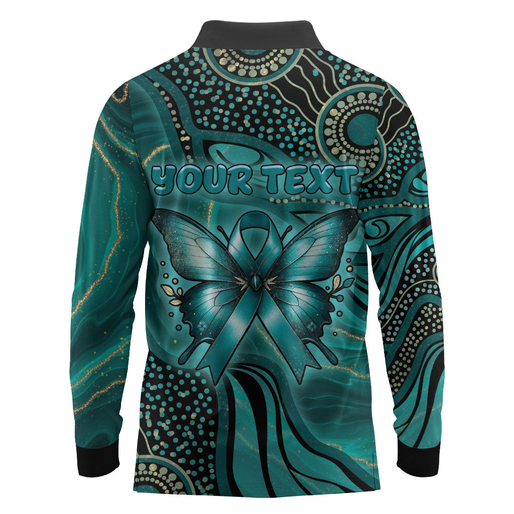 Personalised Ovarian Cancer Support Long Sleeve Polo Shirt This Is What A Fighter Looks Like
