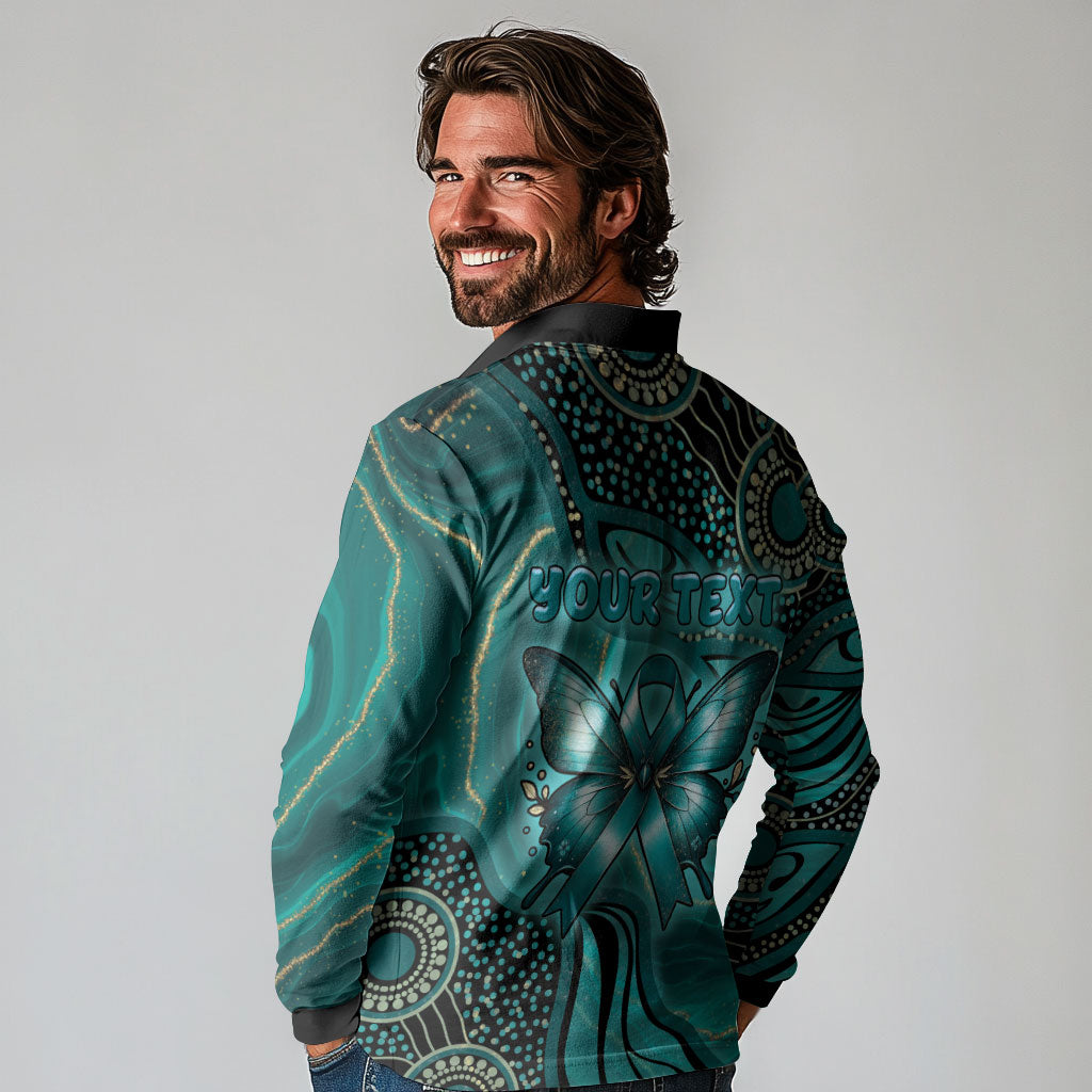 Personalised Ovarian Cancer Support Long Sleeve Polo Shirt This Is What A Fighter Looks Like