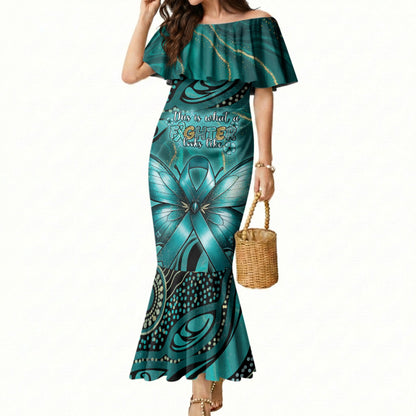 Personalised Ovarian Cancer Support Mermaid Dress This Is What A Fighter Looks Like