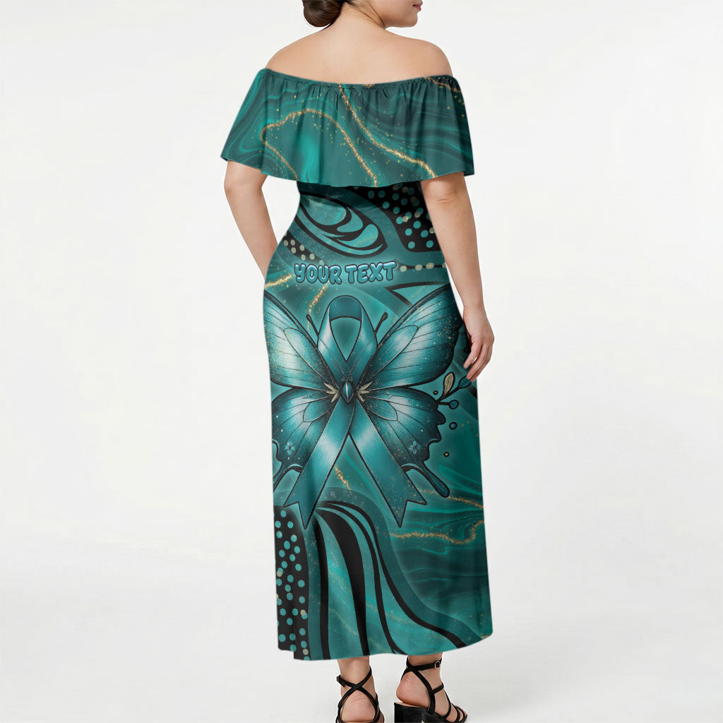 Personalised Ovarian Cancer Support Off Shoulder Maxi Dress This Is What A Fighter Looks Like
