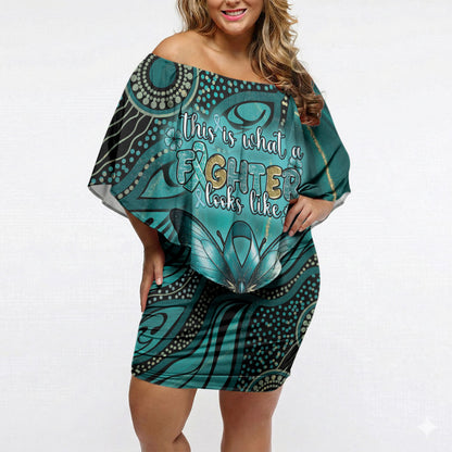 Personalised Ovarian Cancer Support Off Shoulder Short Dress This Is What A Fighter Looks Like