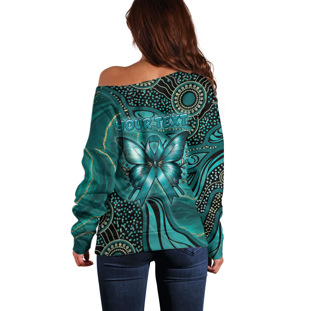 Personalised Ovarian Cancer Support Off Shoulder Sweater This Is What A Fighter Looks Like