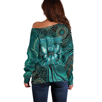 Personalised Ovarian Cancer Support Off Shoulder Sweater This Is What A Fighter Looks Like