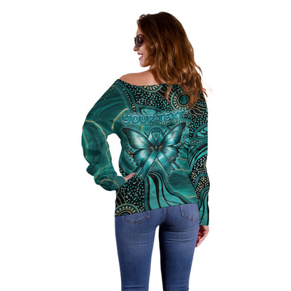 Personalised Ovarian Cancer Support Off Shoulder Sweater This Is What A Fighter Looks Like