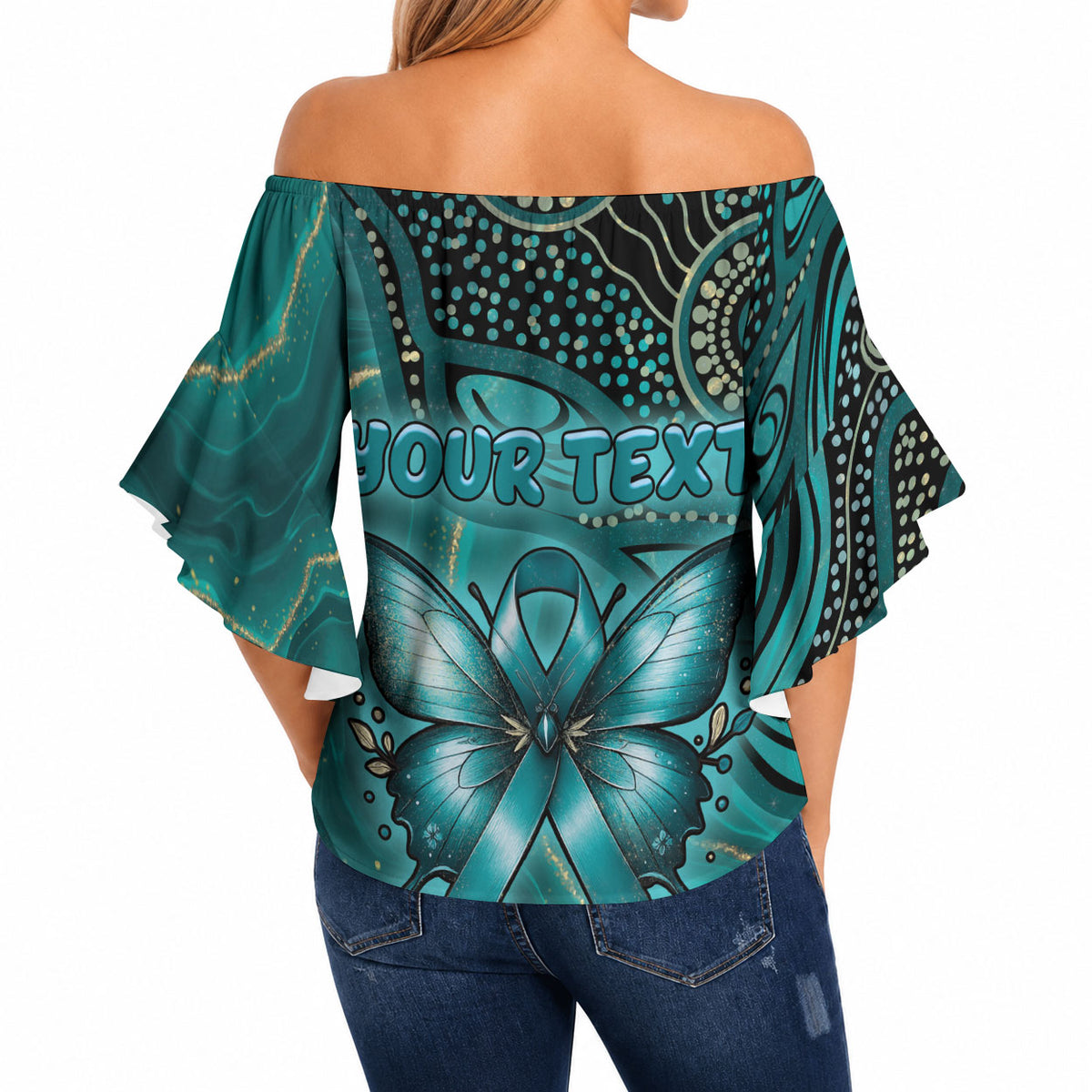 Personalised Ovarian Cancer Support Off Shoulder Wrap Waist Top This Is What A Fighter Looks Like