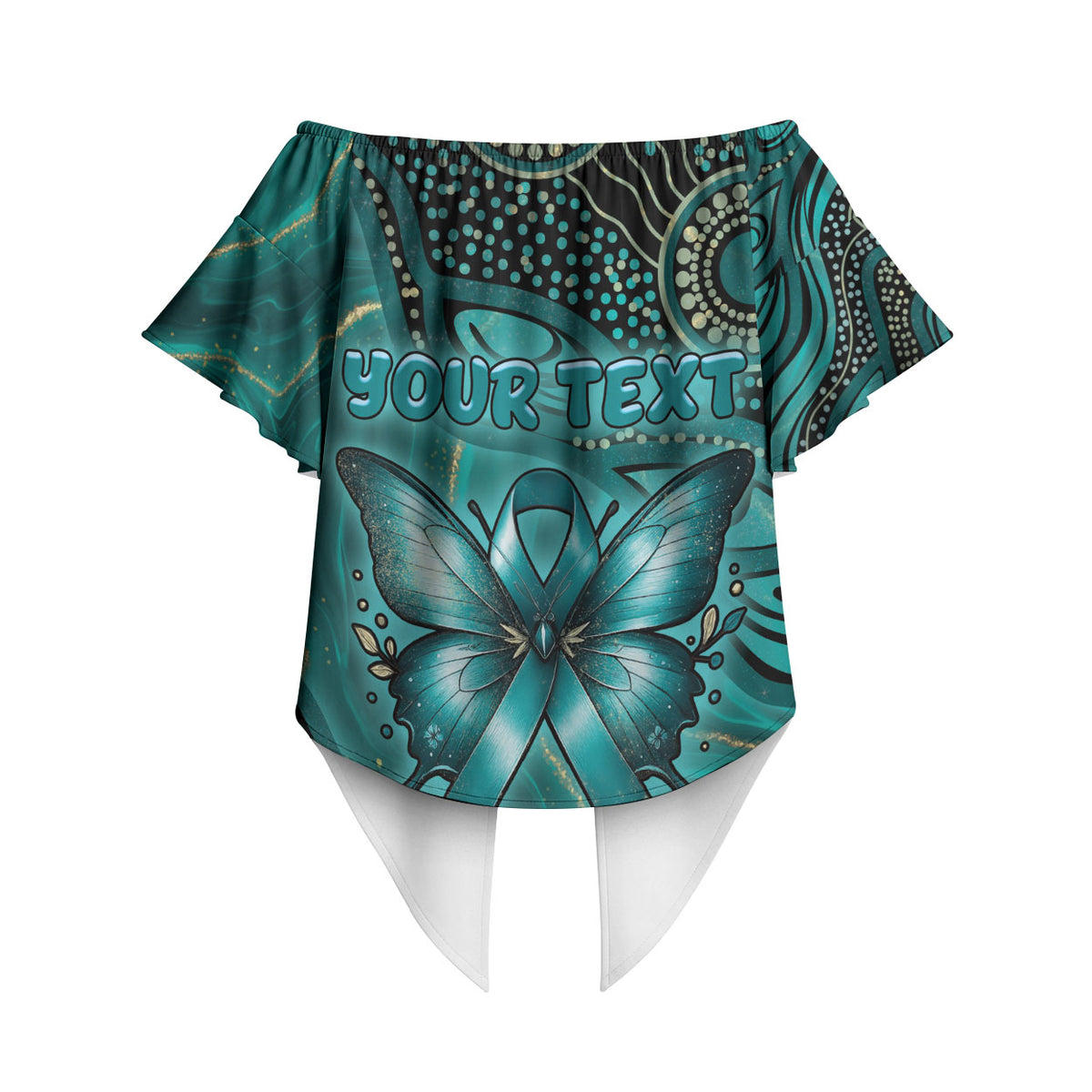 Personalised Ovarian Cancer Support Off Shoulder Wrap Waist Top This Is What A Fighter Looks Like