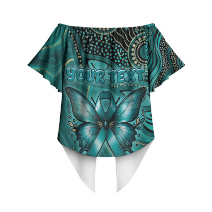 Personalised Ovarian Cancer Support Off Shoulder Wrap Waist Top This Is What A Fighter Looks Like