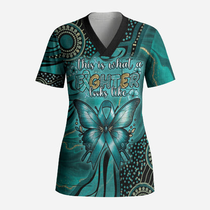 Personalised Ovarian Cancer Support Scrub Top This Is What A Fighter Looks Like