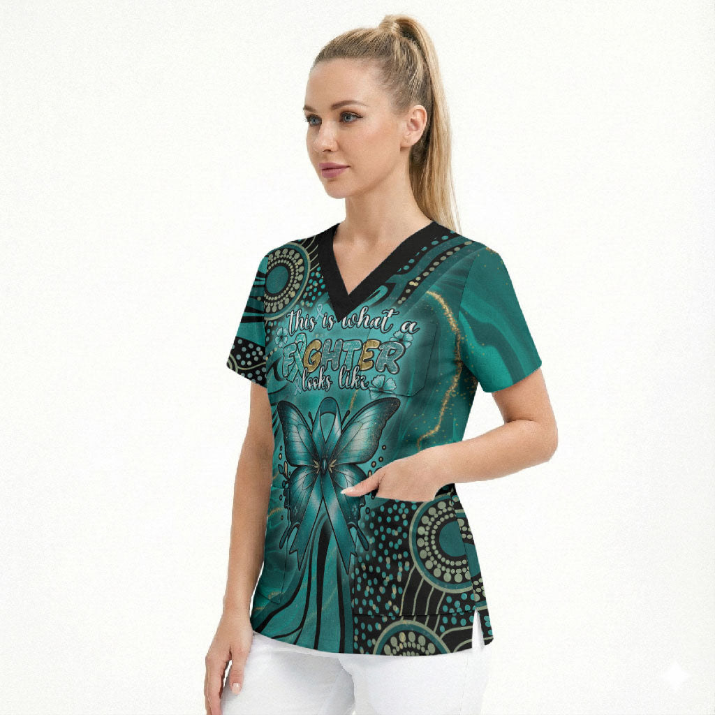 Personalised Ovarian Cancer Support Scrub Top This Is What A Fighter Looks Like