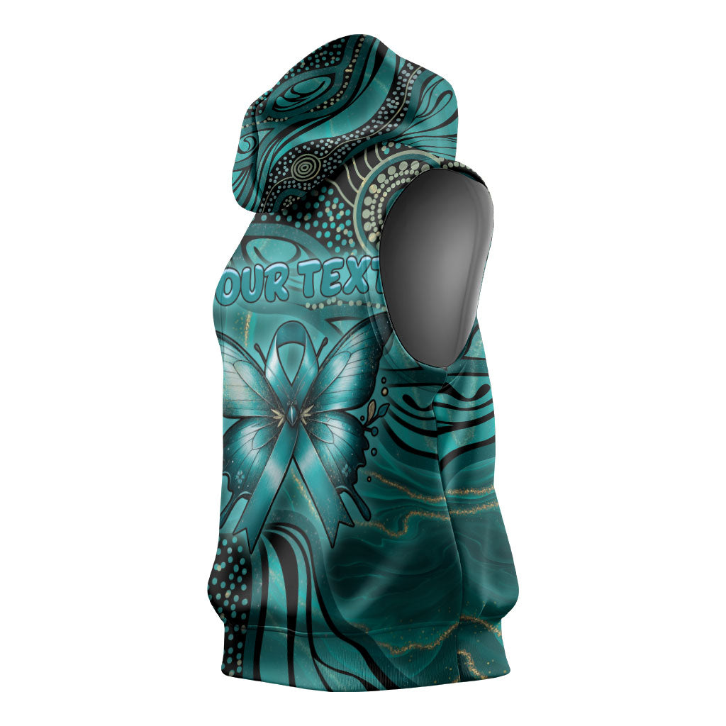 Personalised Ovarian Cancer Support Sleeveless Hoodie This Is What A Fighter Looks Like