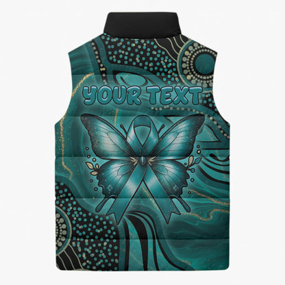Personalised Ovarian Cancer Support Sleeveless Puffer Jacket This Is What A Fighter Looks Like