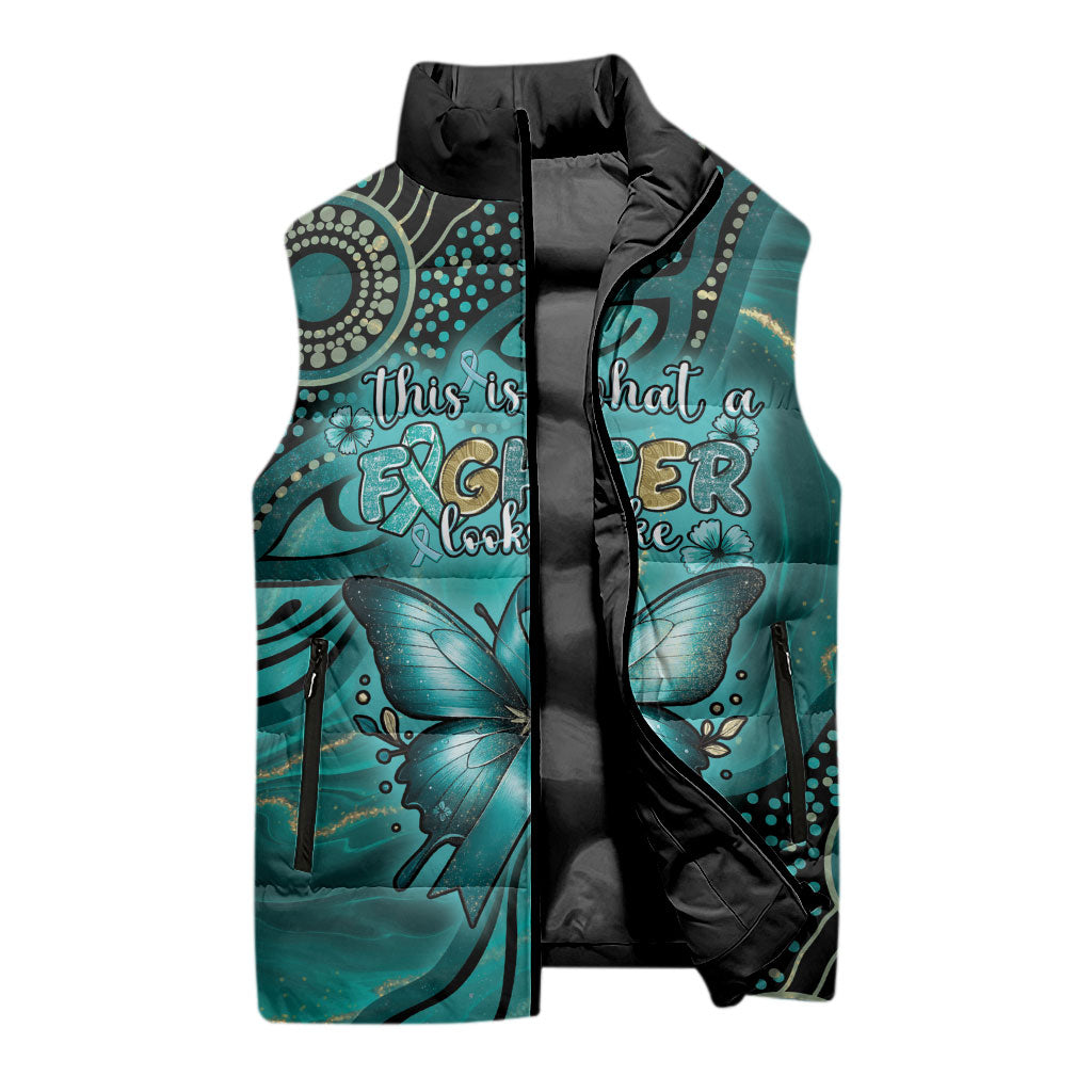 Personalised Ovarian Cancer Support Sleeveless Puffer Jacket This Is What A Fighter Looks Like
