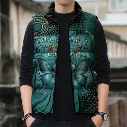 Personalised Ovarian Cancer Support Sleeveless Puffer Jacket This Is What A Fighter Looks Like