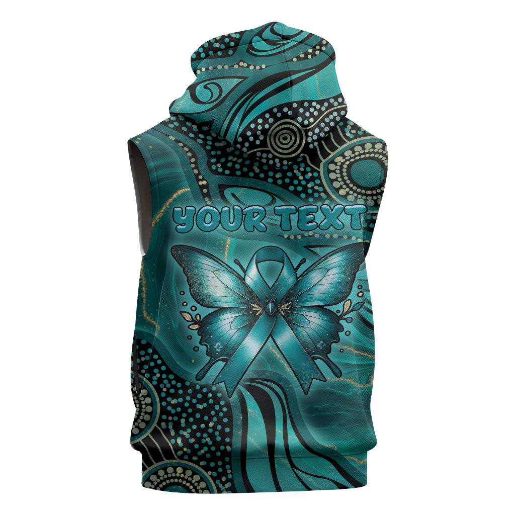 Personalised Ovarian Cancer Support Sleeveless Zip Hoodie This Is What A Fighter Looks Like