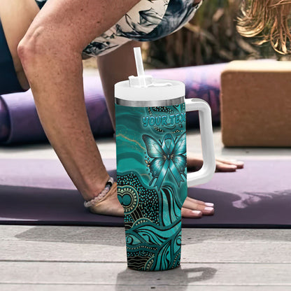 Personalised Ovarian Cancer Support Tumbler With Handle This Is What A Fighter Looks Like