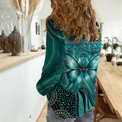Personalised Ovarian Cancer Support Women Casual Shirt This Is What A Fighter Looks Like