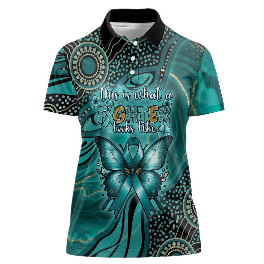 Personalised Ovarian Cancer Support Women Polo Shirt This Is What A Fighter Looks Like