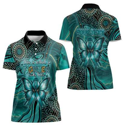 Personalised Ovarian Cancer Support Women Polo Shirt This Is What A Fighter Looks Like