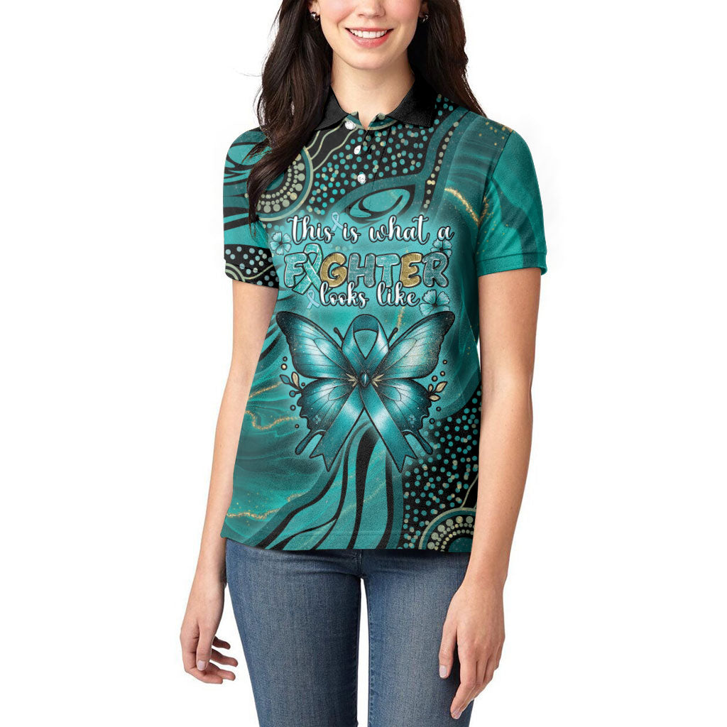 Personalised Ovarian Cancer Support Women Polo Shirt This Is What A Fighter Looks Like