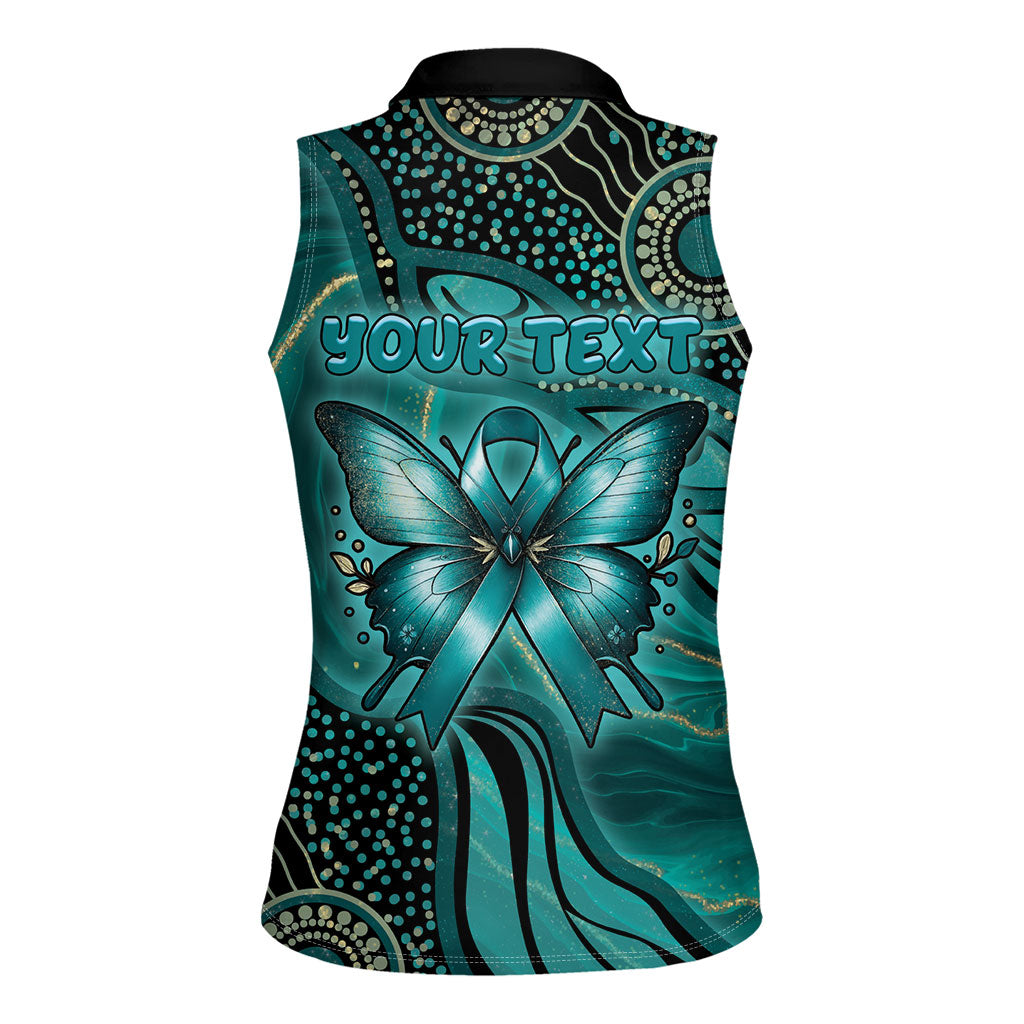 Personalised Ovarian Cancer Support Women Sleeveless Polo Shirt This Is What A Fighter Looks Like