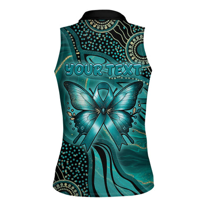 Personalised Ovarian Cancer Support Women Sleeveless Polo Shirt This Is What A Fighter Looks Like