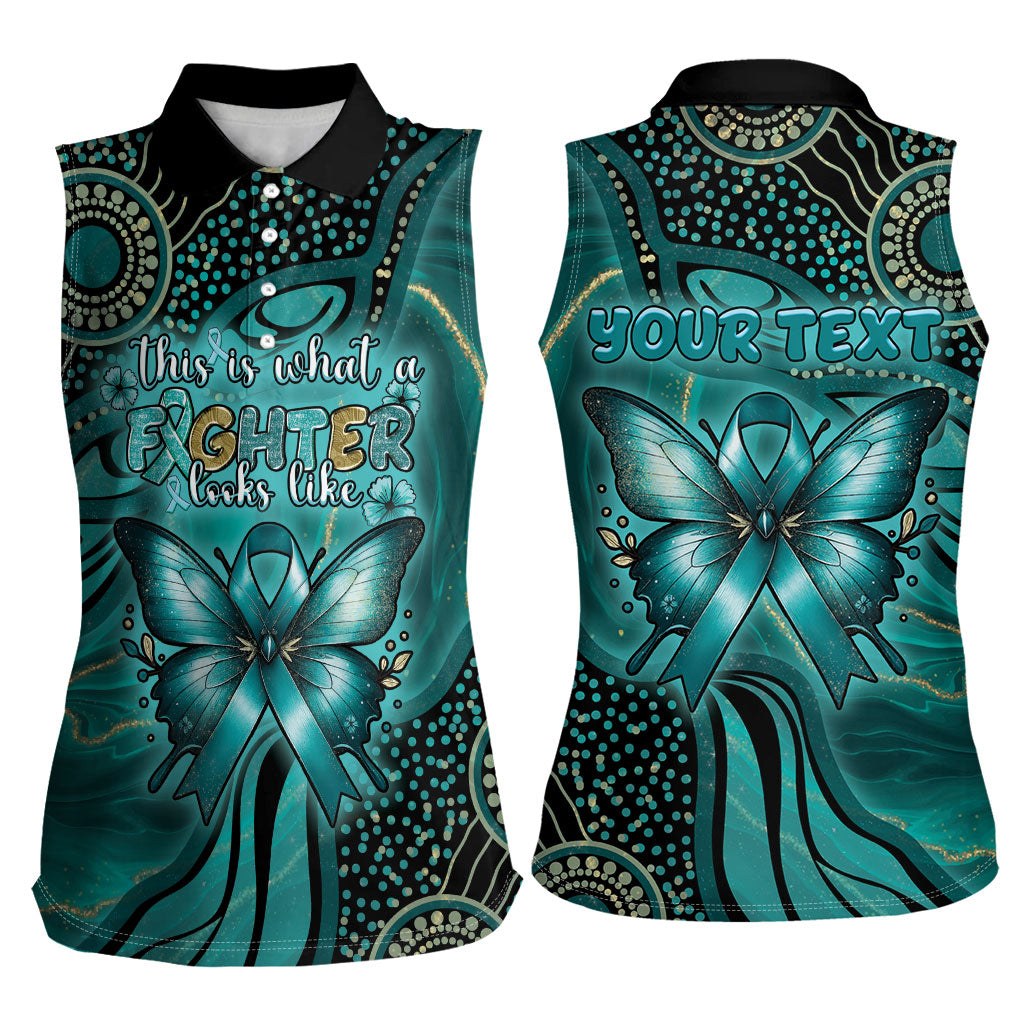 Personalised Ovarian Cancer Support Women Sleeveless Polo Shirt This Is What A Fighter Looks Like