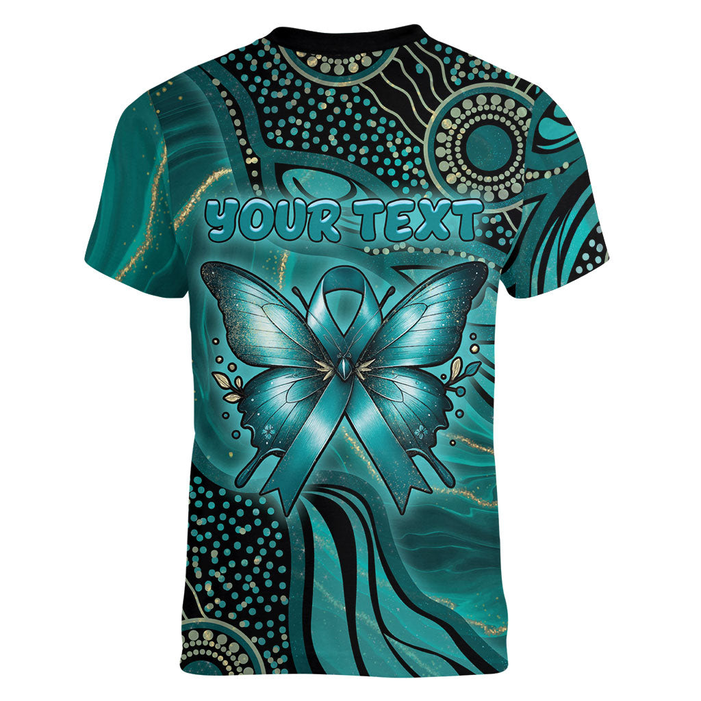 Personalised Ovarian Cancer Support Women V-Neck T-Shirt This Is What A Fighter Looks Like