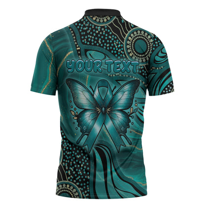 Personalised Ovarian Cancer Support Zipper Polo Shirt This Is What A Fighter Looks Like