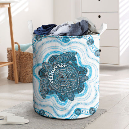 Prostate Cancer Support Laundry Basket Warrior Ribbon Turtle Dot Art Pattern