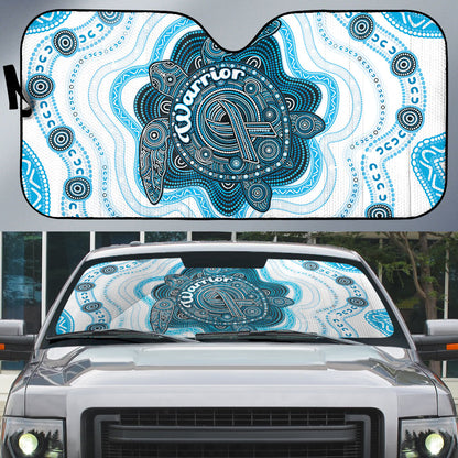Prostate Cancer Support Auto Sun Shade Warrior Ribbon Turtle Dot Art Pattern