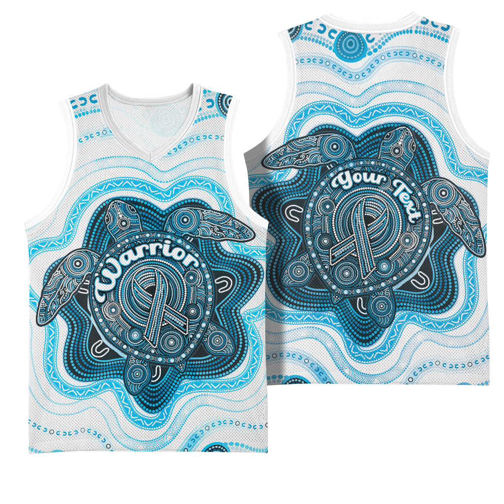 Personalised Prostate Cancer Support Basketball Jersey Warrior Ribbon Turtle Dot Art Pattern