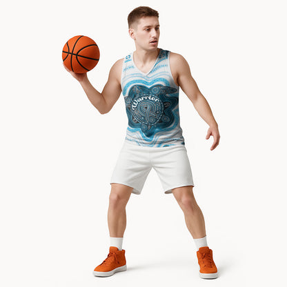 Personalised Prostate Cancer Support Basketball Jersey Warrior Ribbon Turtle Dot Art Pattern
