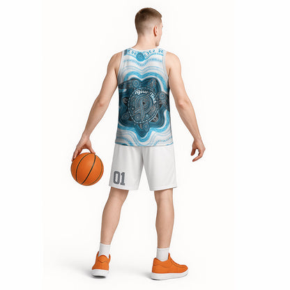 Personalised Prostate Cancer Support Basketball Jersey Warrior Ribbon Turtle Dot Art Pattern