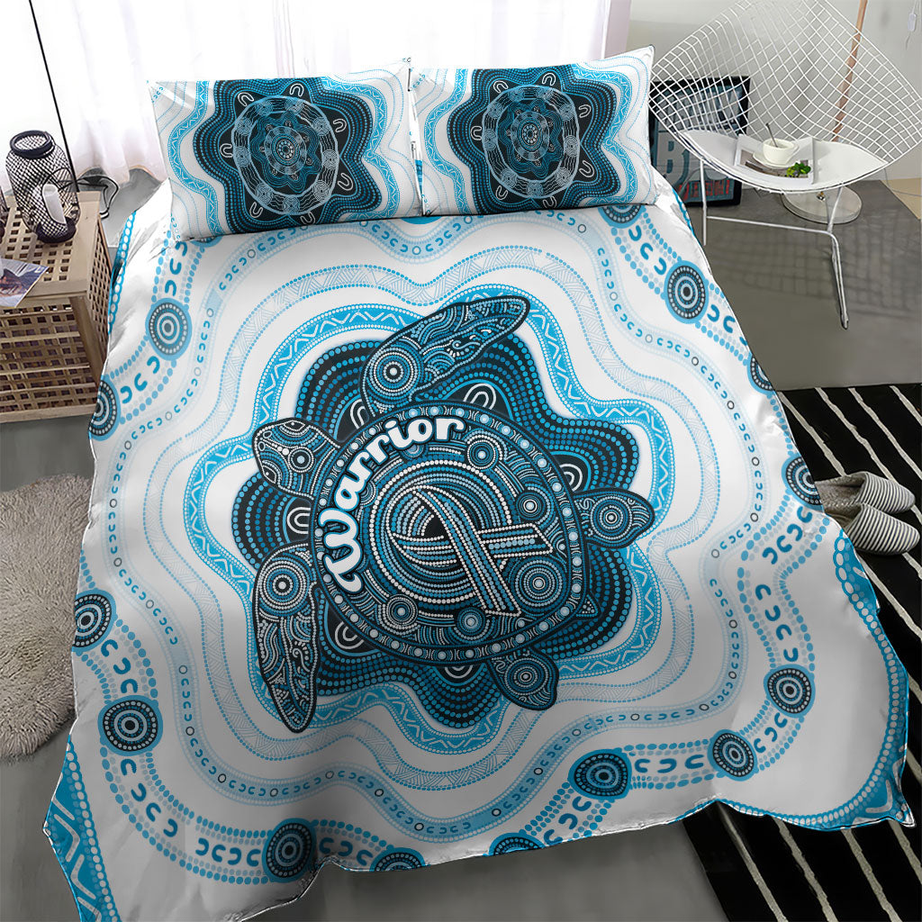 Prostate Cancer Support Bedding Set Warrior Ribbon Turtle Dot Art Pattern