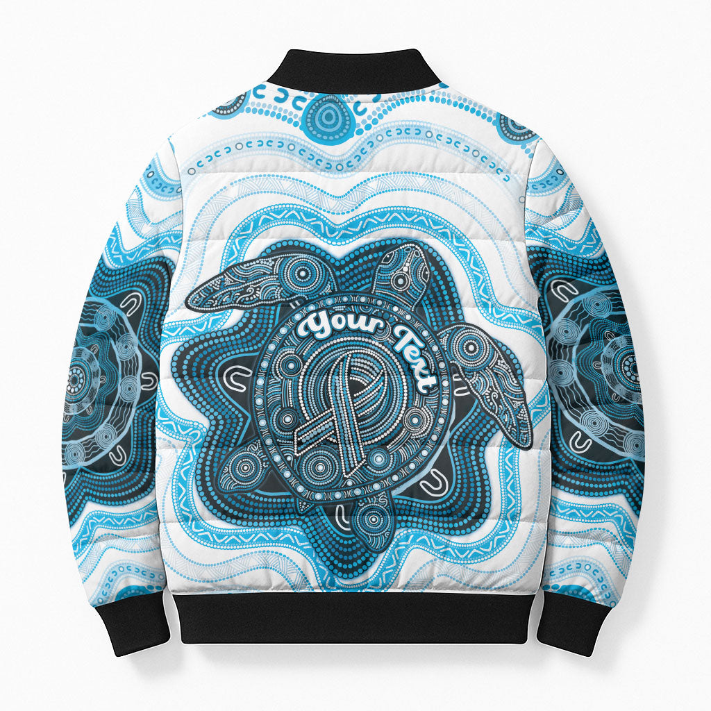 Personalised Prostate Cancer Support Bomber Puffer Jacket Warrior Ribbon Turtle Dot Art Pattern