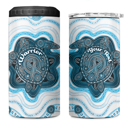 Personalised Prostate Cancer Support 4 in 1 Can Cooler Tumbler Warrior Ribbon Turtle Dot Art Pattern