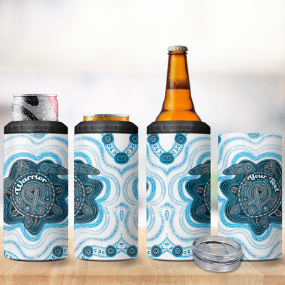 Personalised Prostate Cancer Support 4 in 1 Can Cooler Tumbler Warrior Ribbon Turtle Dot Art Pattern