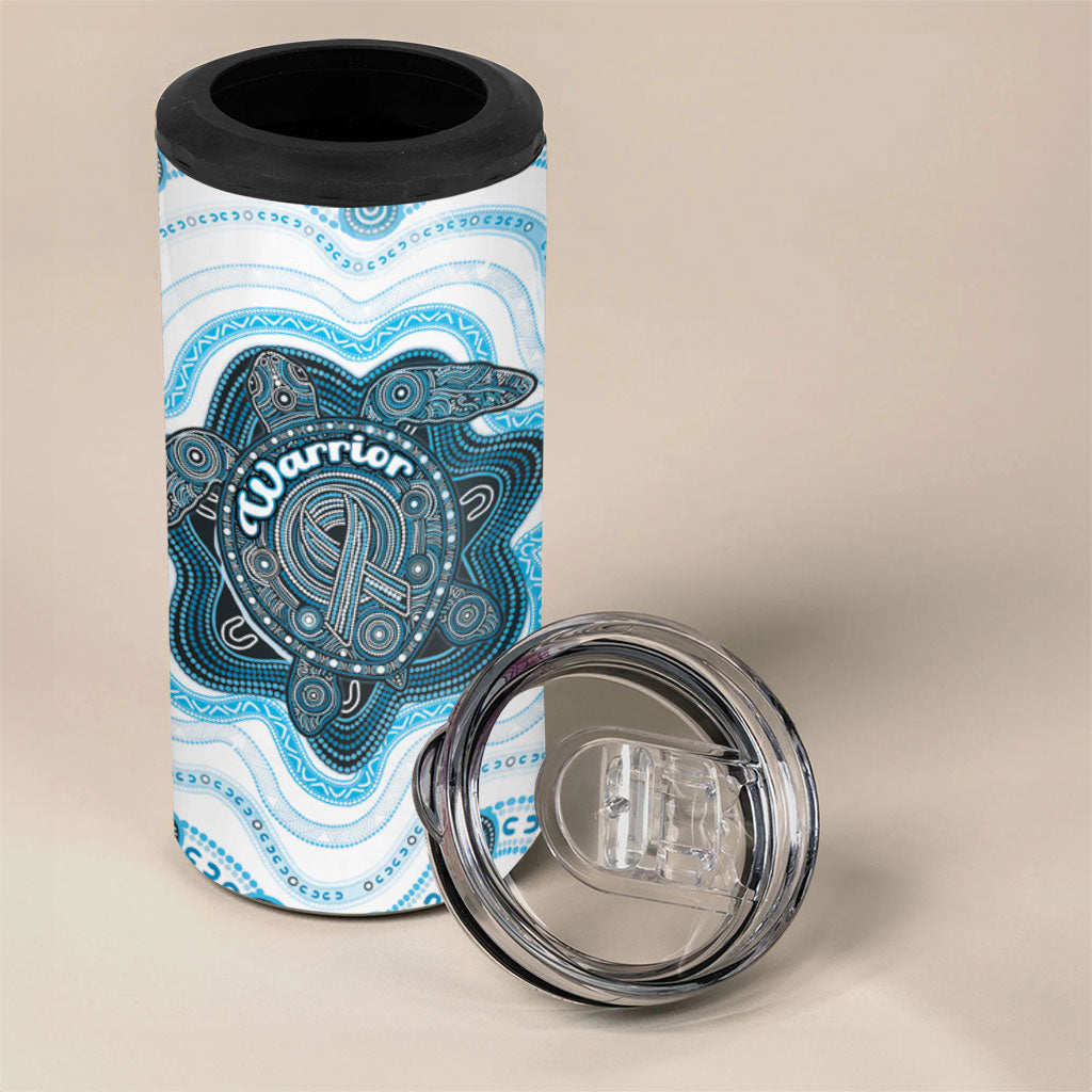 Personalised Prostate Cancer Support 4 in 1 Can Cooler Tumbler Warrior Ribbon Turtle Dot Art Pattern