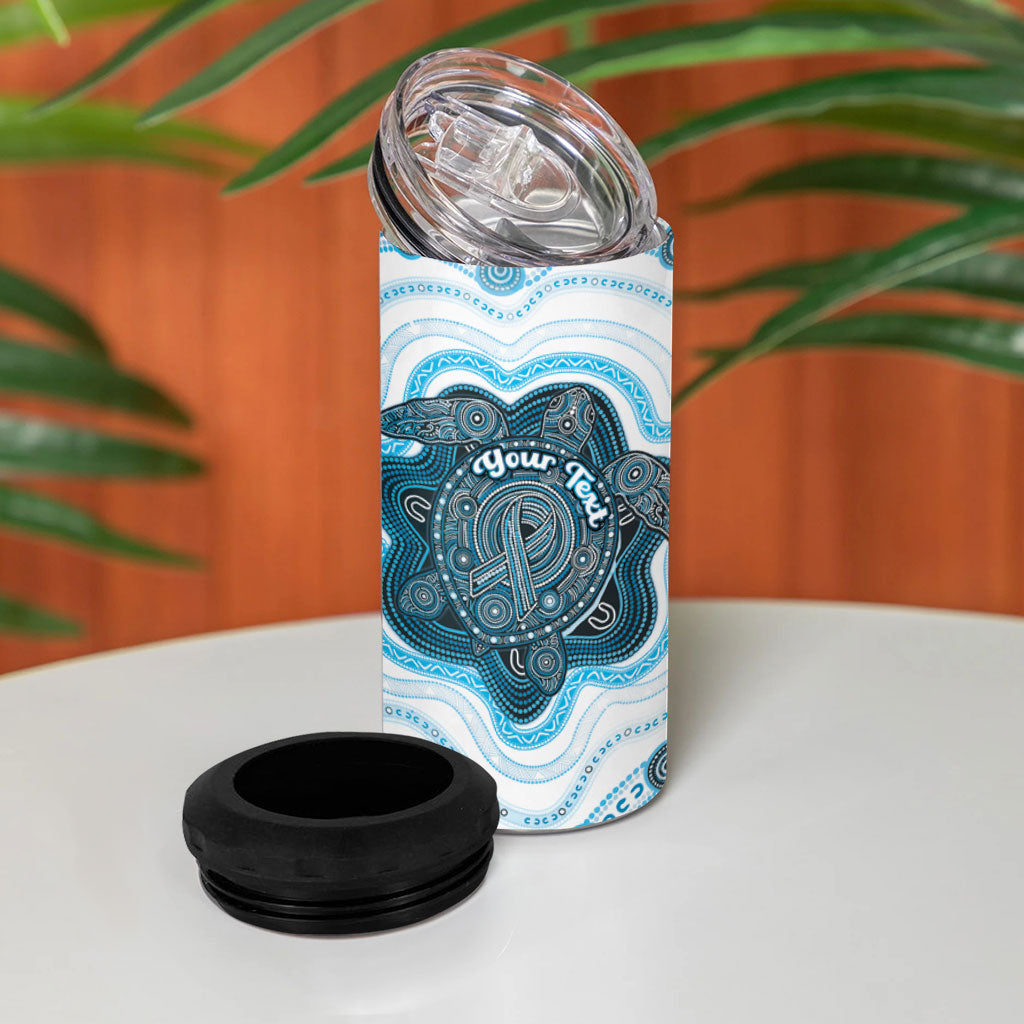 Personalised Prostate Cancer Support 4 in 1 Can Cooler Tumbler Warrior Ribbon Turtle Dot Art Pattern