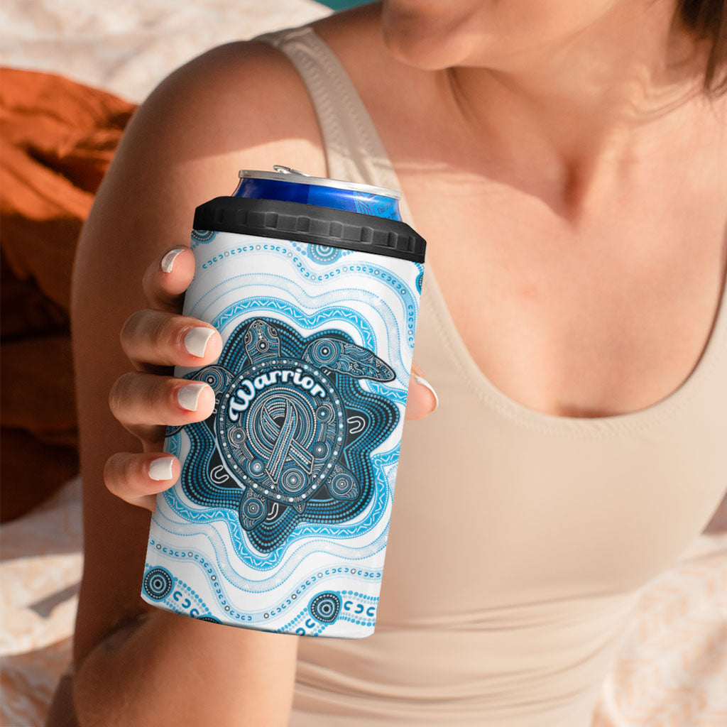 Personalised Prostate Cancer Support 4 in 1 Can Cooler Tumbler Warrior Ribbon Turtle Dot Art Pattern