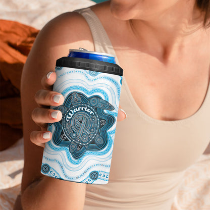 Personalised Prostate Cancer Support 4 in 1 Can Cooler Tumbler Warrior Ribbon Turtle Dot Art Pattern